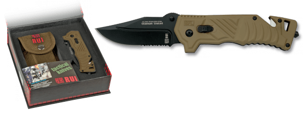 Taschenmesser Rettungsmesser RUI Titan beschichtet mit Nylon-Etui