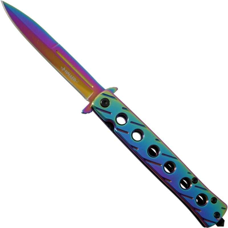 Stiletto Taschenmesser Rainbow coating - einseitig geschliffen