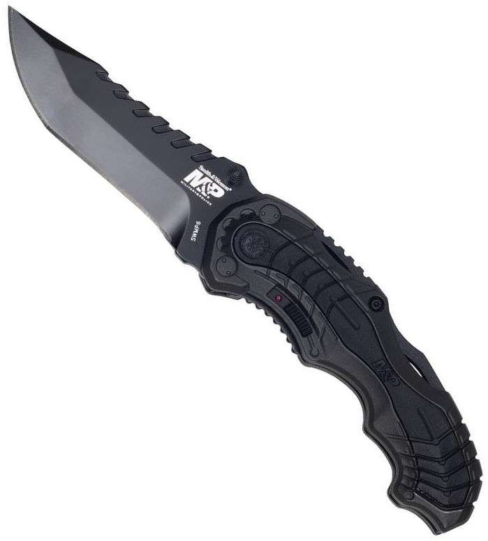 S & W Military& Police MP6 schwarz Federunterstützte Klinge mit Sicherung
