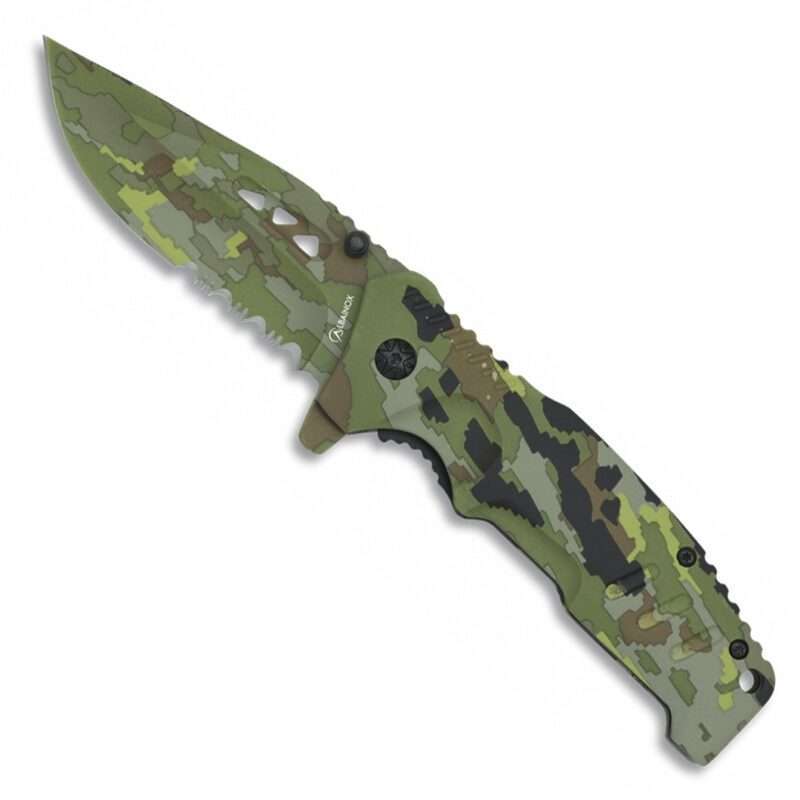 Taschenmesser mit Teilsäge-zahnung digital camo tarnfarben flecktarn