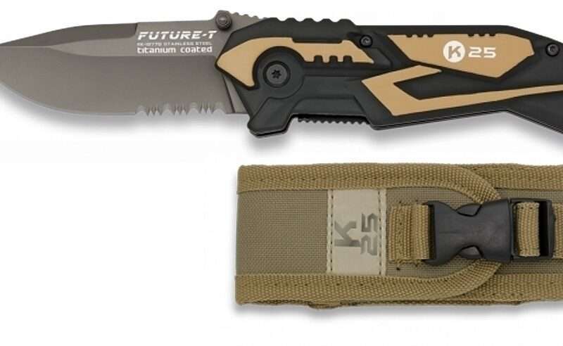 Taschenmesser Future Titan-Beschichtung Teilwellenschliff und Molle Etui